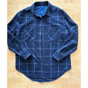 Kit & Ace Shirt Mens Size Small Blue Plaid Flannel Long Sleeve Windowpane